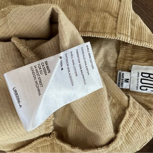 BDG Urban Outfitters Tan Corduroy Mini RIb Skirt Exposed Button Medium - Picture 4 of 5